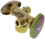 BrassCraft 5/8" OD Compression x 3/8" OD Compression x 3/8" OD Compression Dual Angle Supply Stop, Lead Free (Rough Brass)