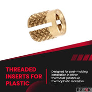 E-Z LOK 8-32 Pack of 100 / 8-32 / Brass Press-In Inserts