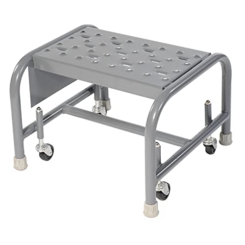1 Step Steel Rolling Ladder by Tri-Arc – 17"L x 19"W x 14"H, Alloy Steel, Gray, Model WLSR001166