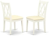 Furnifact -Upholstered Dining Chair with Solid Wood Legs, Upholstered Kitchen Chair for Dining Room Table and Chairs Set, Linen White, Set of 2