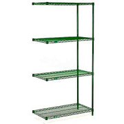 Poly-Green, 4 Tier, Wire Shelving ADD-ON Unit, 72W X 14D X 86H by Nexel – Alloy Steel, Green, Model A14728G