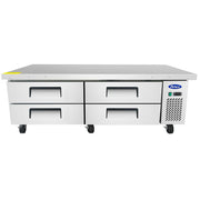 72" 4-Drawer Refrigerator Chef Base Heavy-Duty Worktop for Restaurant Hotel Cafeteria| 12.1 Cu. Ft. Capacity by Atosa – 72", 12.1 cubic_feet, Silver, Model MGF8453GR