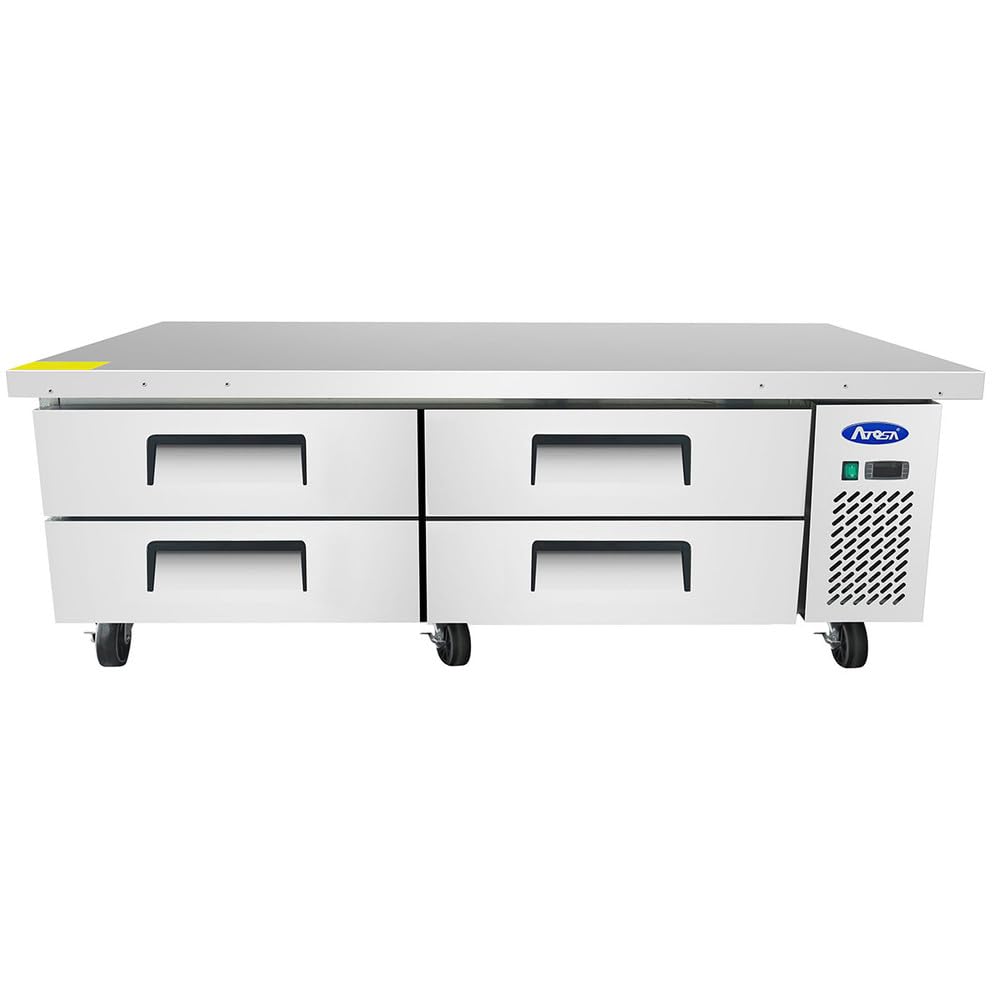 72" 4-Drawer Refrigerator Chef Base Heavy-Duty Worktop for Restaurant Hotel Cafeteria| 12.1 Cu. Ft. Capacity by Atosa – 72", 12.1 cubic_feet, Silver, Model MGF8453GR