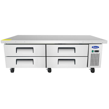72" 4-Drawer Refrigerator Chef Base Heavy-Duty Worktop for Restaurant Hotel Cafeteria| 12.1 Cu. Ft. Capacity by Atosa – 72", 12.1 cubic_feet, Silver, Model MGF8453GR