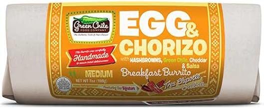 Green Chile Food Egg and Chorizo Breakfast Burrito with Hashbrowns Green Chile Cheddar and Salsa, 7 Ounce -- 12 per case.