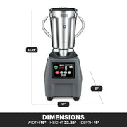 Waring Electronic Touchpad w/3 Minute Timer / Stainless Steel Jar CB15T / 1-Gallon Countertop Blenders