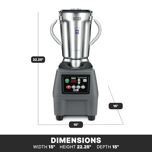 Waring Electronic Touchpad w/3 Minute Timer / Stainless Steel Jar CB15T / 1-Gallon Countertop Blenders