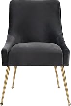 Velvet-Upholstered Side Chair with Gold Stainless Steel Legs by Starlight Canyon Home – Velvet, Grey