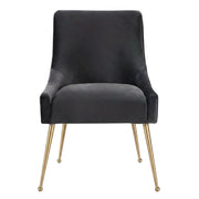 Velvet-Upholstered Side Chair with Gold Stainless Steel Legs by Starlight Canyon Home – Velvet, Grey
