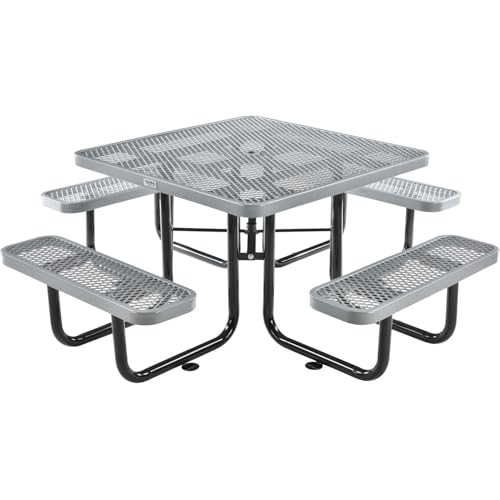 Global Industrial Grey / 81D x 81W x 29.5H in / Industrial Picnic Tables