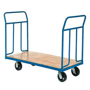 Wood Deck Platform Truck w/Removable Handles by Global Industrial – 25"L x 23.5"W x 9.45"H, Plywood Deck with Steel Frame, Blue, Model 241683