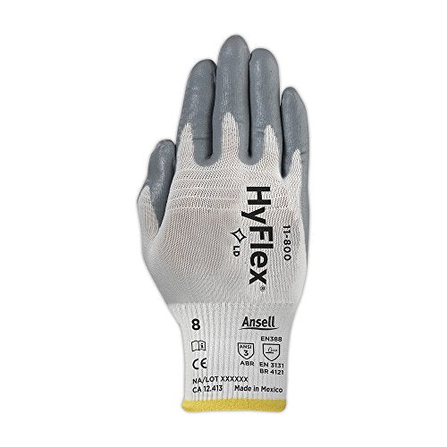 Ansell 12 / Size 8 / White/Gray Safety Work Gloves