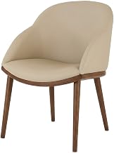 Starlight Canyon Home Vegan Leather-Upholstered Dining Chair with Curved Back, Mid-Century Modern Side Chair on Solid Ash Walnut Legs for Kitchen