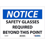 Notice Safety Glasses Required by Global Industrial – 7x10, Pressure Sensitive Vinyl, Model GLON18P