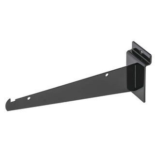 8" Black Slatwall Shelf Bracket by Retail Resource – Alloy Steel, Black, Model 1711