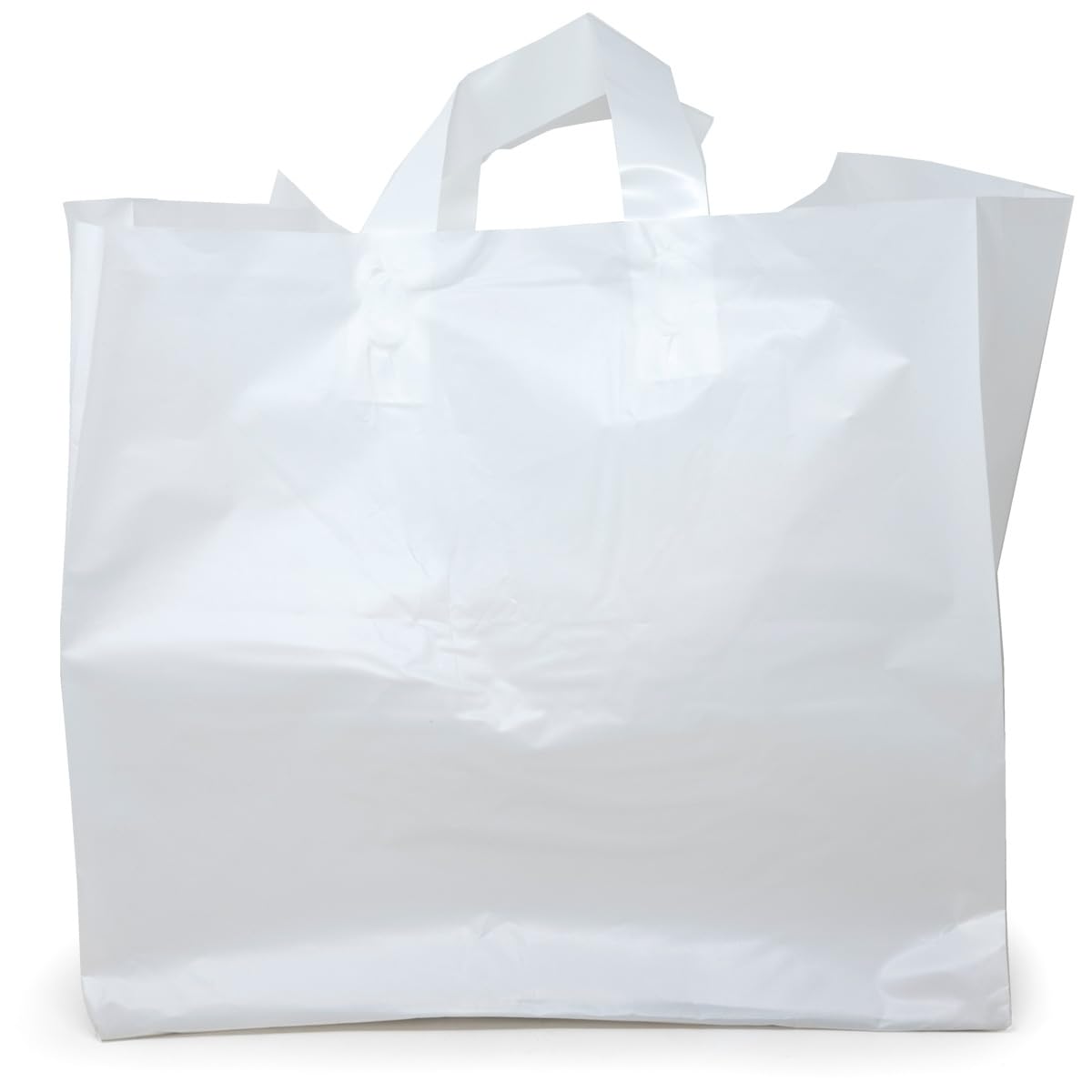 Half Tray Bag with Soft Loop Handle by Glopack – 12" x 14" x 11.5", Cardboard, White, Pack of 200, Model SLNLWTTD