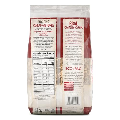 Nature's Path Flax Plus Cinnamon Flakes / 32 Ounce (Pack of 6) / 1 Cold Cereal