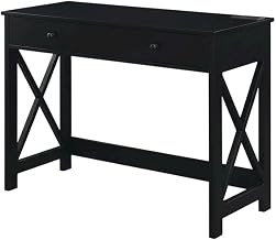 Black 42 Inch Desk with Charging Station, MDF and Melamine Surface, USB Ports, Stylish and Functional Office Workspace Furniture