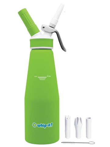 Accent Dispenser by Whip-It! – 1 Liter, Aluminum, Green, Model DC-Acc-L09R