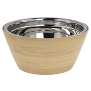Serving Bowl Butcher Block Faux Wood Melamine with Stainless Steel Insert - 10 3/4" Dia x 5 1/2" H by HUBERT – Melamine, Brown, Model 82541+45900