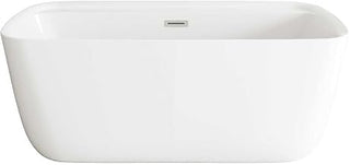 Elegant Kitchen And Bath 59" Soaking Bathtub In Glossy White With Brushed Nickel
