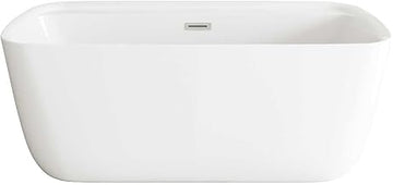 Elegant Kitchen And Bath 59" Soaking Bathtub In Glossy White With Brushed Nickel