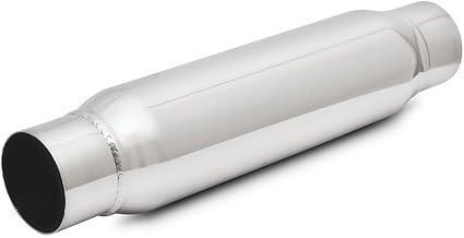 Vibrant Performance Power 17890 Resonator, Bottle Style, 2.00 in inlet diameter, 2.00 in outlet diameter, 12.00 in. long, 3.50 in. Round Resonator Body, 304 Stainless Steel, each