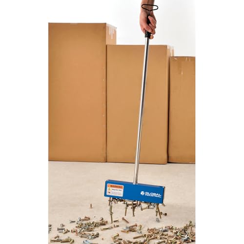 Global Industrial 1.75"L x 11"W x 36.88"H / Silver/Blue / Industrial Magnetic Sweepers