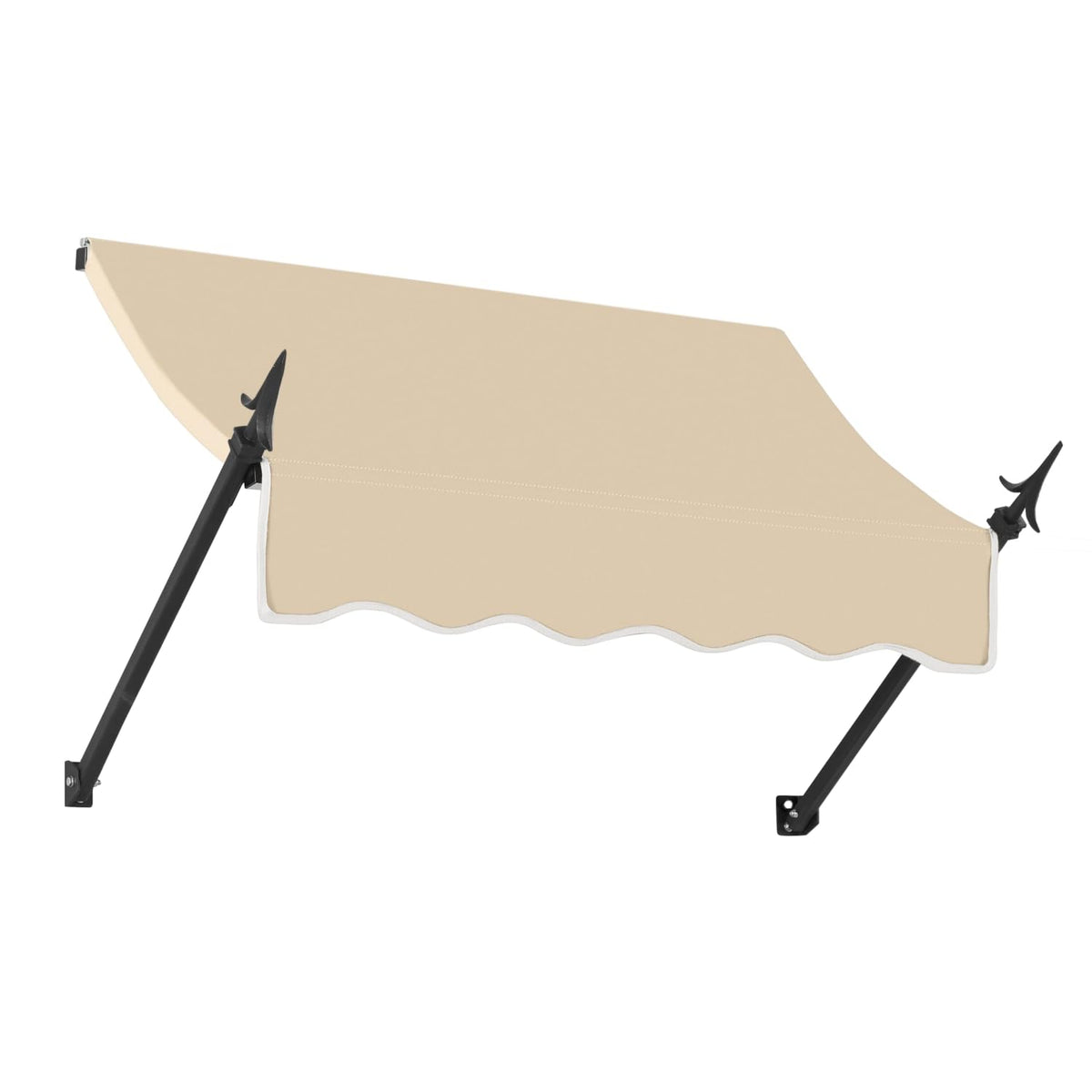 3' New Orleans (40.5"-24"-16") Fixed Awning with Spear Arms by Awntech – 40.5"W x 24"H x 16"D, Acrylic Linen, Tan, Model NO21-AZ-3T