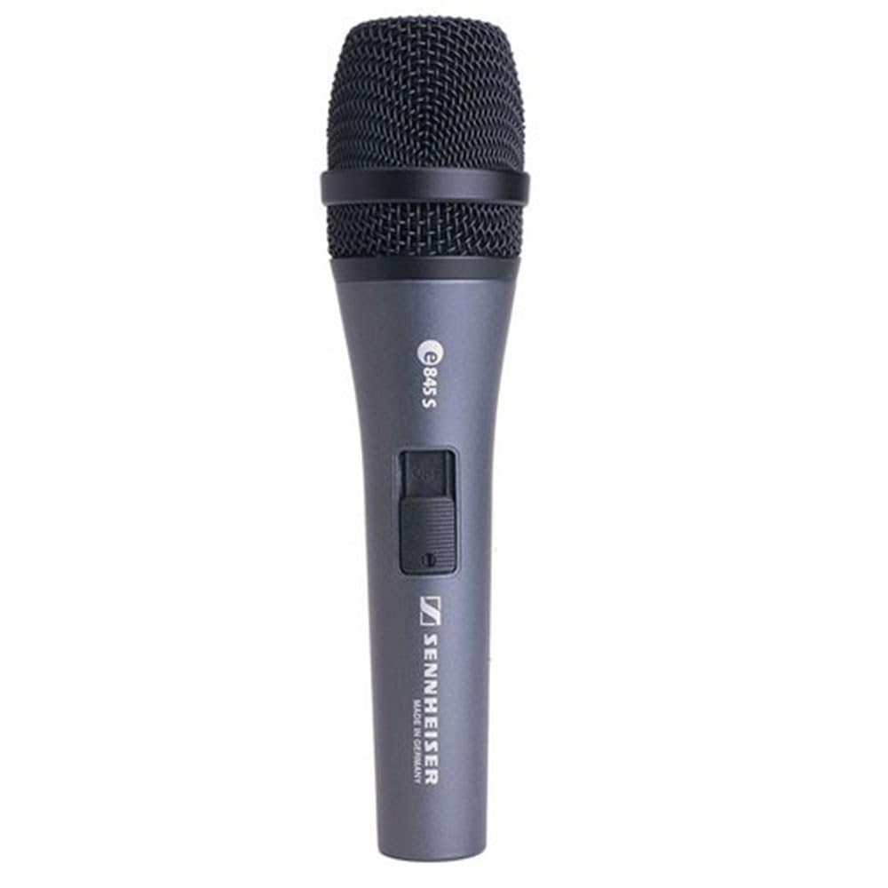E845S Super-Cardioid Handheld Dynamic Microphone with Switch plus XLR-XLR Cable and Pop filter by Sennheiser – Metal, Black, Model 004516