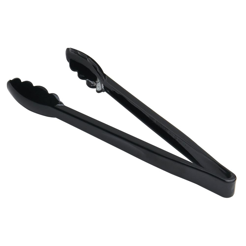 Scalloped Plastic Serving Tongs - 12"L by HUBERT – Medium, Polycarbonate, Black, Model 411003