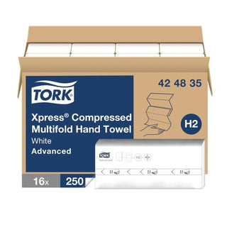 Tork Xpress Compressed Multifold Hand Towel White H2, 16 x 250, 424835