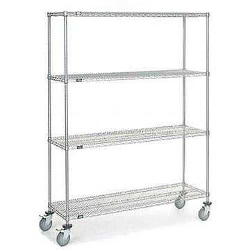 Wire Shelf Truck by Nexel – 18"L x 18"W x 80"H, Steel, Silver Epoxy Powder, Model C18607PEP4