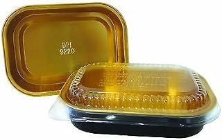 Handi-Foil 1 lb. Oblong Black & Gold Aluminum Pan w/Clear Dome Lid - Heavy Duty (pack of 40)