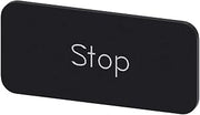 SIEMENS 3SU19000AC160DS0 Labeling Plate, Glue or Snap-on to Label Holder, 12.5mm x 17mm, Inscription: Stop