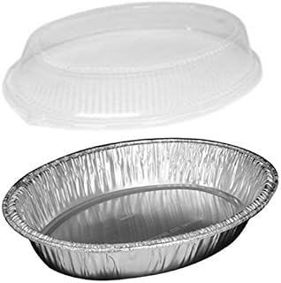 Handi-Foil 15" x 10" x 3" Oval Chicken Casserole Roaster Pan w/Dome Lid (pack of 25)