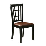 Solid Wood Faux Leather-Upholstered Dining Chairs Set of by Furnifact – Wood, Black, Pack of 2