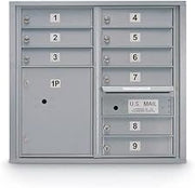 United Visual Products 4C Horizontal Mailbox, 28-1/2"H Double Column 9 Doors 1 Parcel