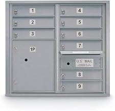 United Visual Products 4C Horizontal Mailbox, 28-1/2"H Double Column 9 Doors 1 Parcel