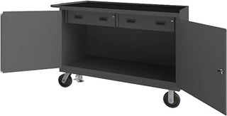 Durham 3414-RM-FL-95 Mobile Bench Cabinet, 2 Drawer, mat