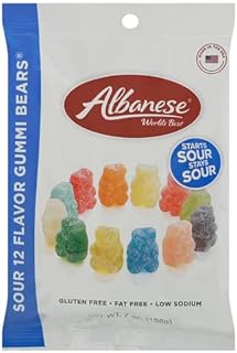 Albanese 12 Sour Flavors Gummy Bears 7 oz.12