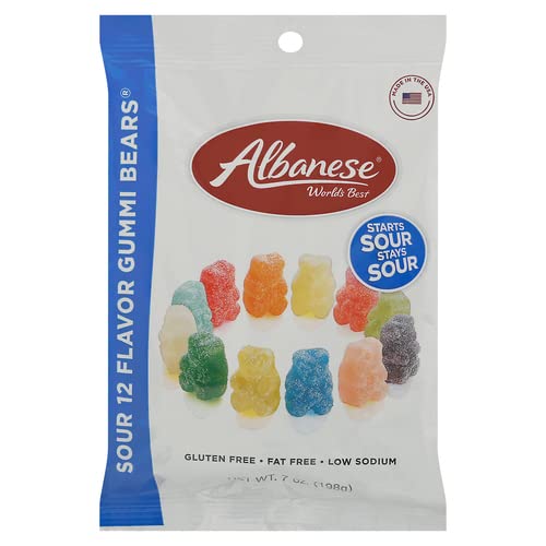 12 Sour Flavors Gummy Bears 7 oz. by Albanese – No Size, No Color, Model 55A5565