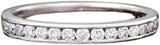 SILVERWORLDSHOP 1 Ct Round Diamond Simple Channel Set Half Eternity Wedding Band Ring 14K White Gold Plated Stacking Matching Anniversary Band 925 Silver Handmade Elegant Women's Proposal Jewelry