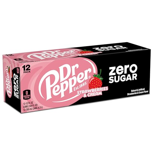 Dr Pepper Zero Sugar Strawberries and Cream / 12 FL Oz (Pack of 12) / 1 Soft Drinks