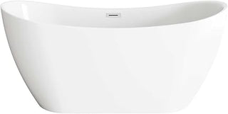 Elegant Kitchen And Bath 59" Bathtub In Glossy White With Chrome Trim