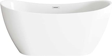 Elegant Kitchen And Bath 59" Bathtub In Glossy White With Chrome Trim