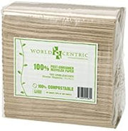World Centric NP-SC-DN Compostable Unbleached Dinner Napkins, 100% Post Consumer Recycled Paper, 2-Ply, 15" x 16" (Pack of 3000)