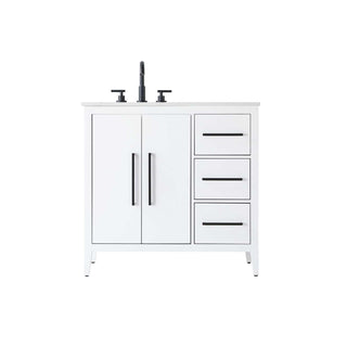 White Millie Bathroom Vanity by by Elegant Lighting – Solid wood and MDF, White, Model VF29336WH