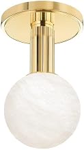 Hudson Valley Lighting Murray Hill 8" Flush Mount | Aged Brass Finish | Alabaster Shade | Modern 1-Light Ceiling Fixture | Made of Steel and Stone | 4.5" D x 8" H | 9280-AGB