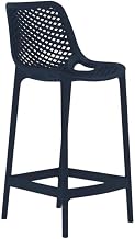 Navy Outdoor Patio Stool Set of 4, Contemporary Design, Resistant Finish, 17.5W X 21D X 38H Inches, Comfortable Seat, Durable Construction